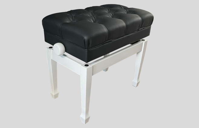 Steinhoven FS311PWH "Symphony" Polished White Adjustable Height Piano Stool with Storage - Image 1